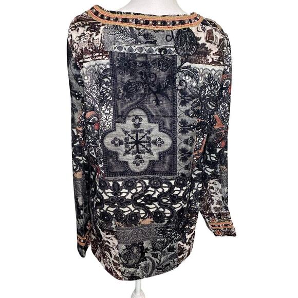 Soft Surroundings Venetian velour beaded paisley tunic blouse size L - Picture 5 of 9
